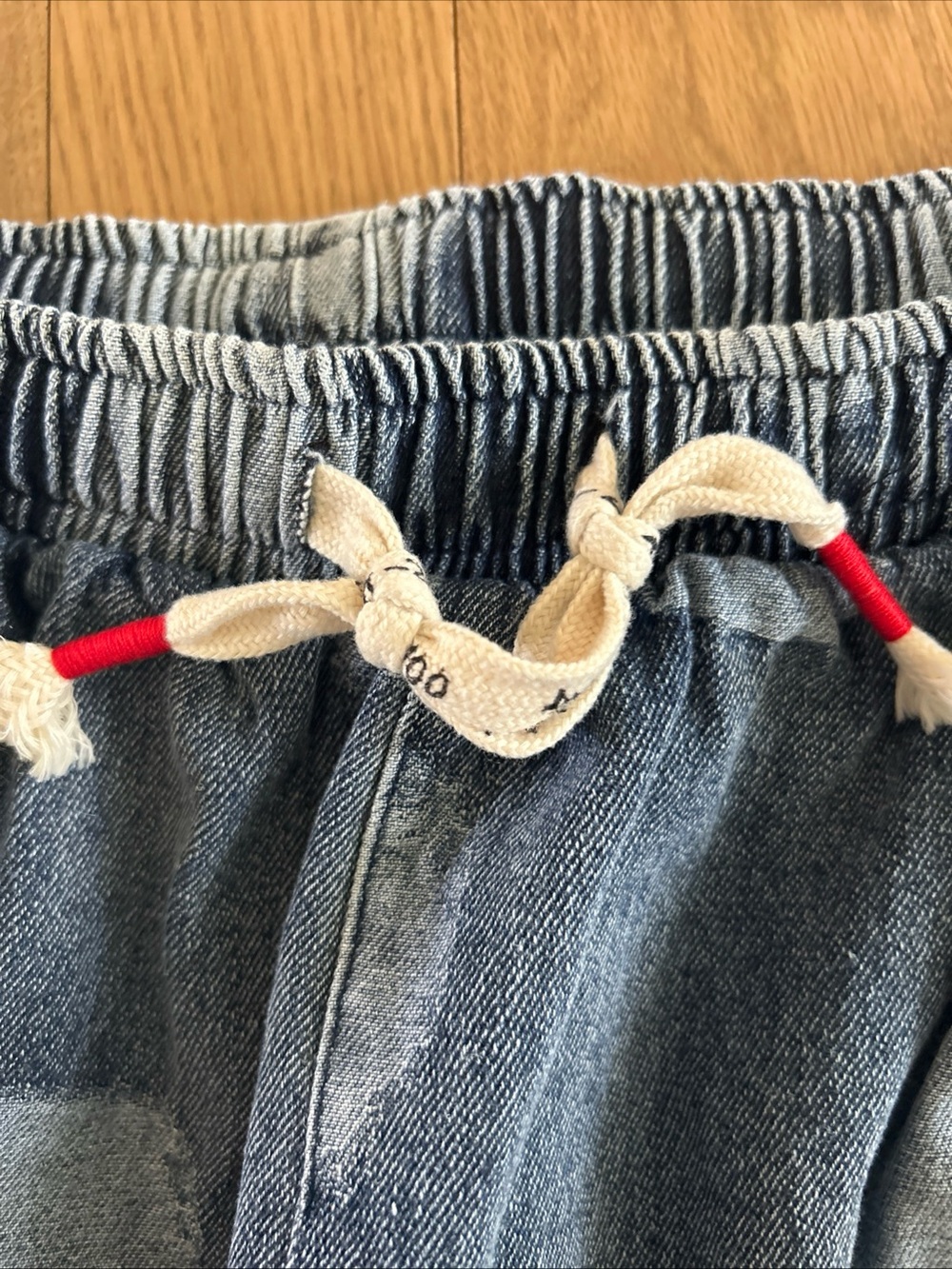 MR DONOO Japan fit L XL Denim Big Dot Print Cropped Pull on Balloon Pants Jeans - Picture 4 of 9